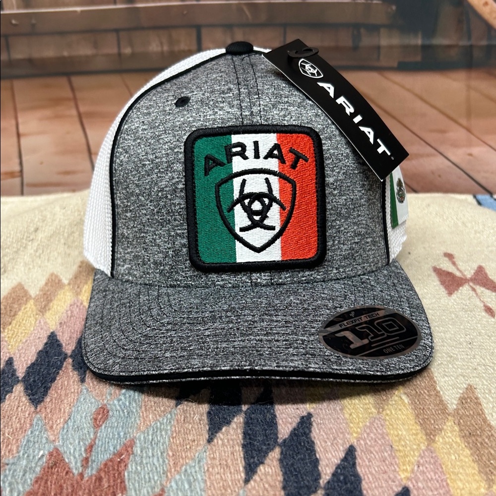 Ariat Mexico Flag Heather Grey Ball Cap